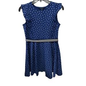 Polo Ralph Lauren Ruffle Mini Dress Blue XL Printed Fit & Flare Casual Stretch